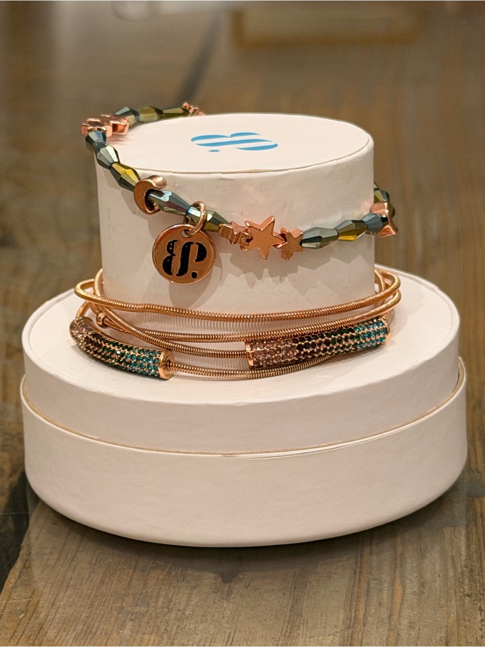 Bomb Party New! Rose Gold Multi-Colored Star Stack